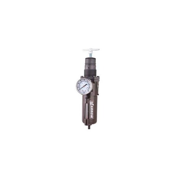 Arrow Integral Filter/Regulator With Float Drain & T-Handle B752FGTW, Zinc Bowl, 1/4" NPT, 175 PSI